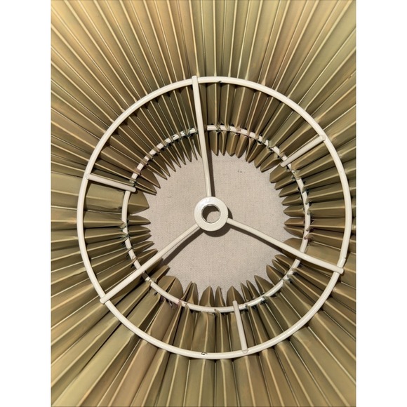 Vintage Pair Pleated Floral Lampshades 15" Flared Fabric Vinyl Backed - Picture 4 of 14